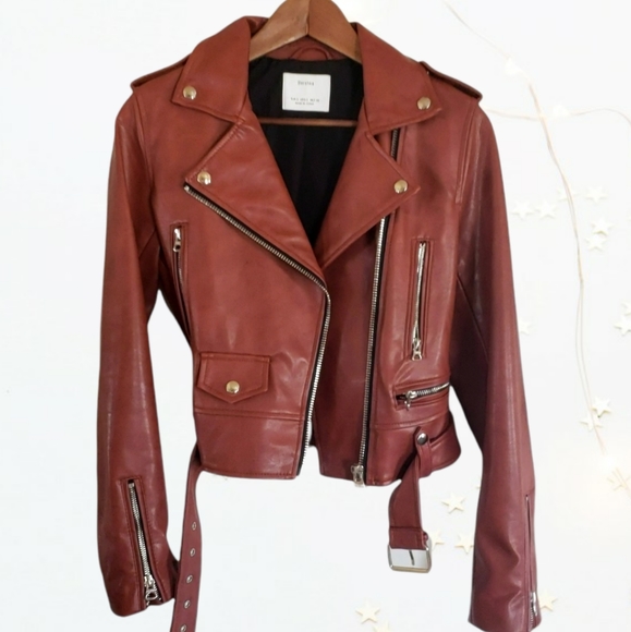 Bershka Jackets & Blazers - Bershka Burgundy faux Leather jacket